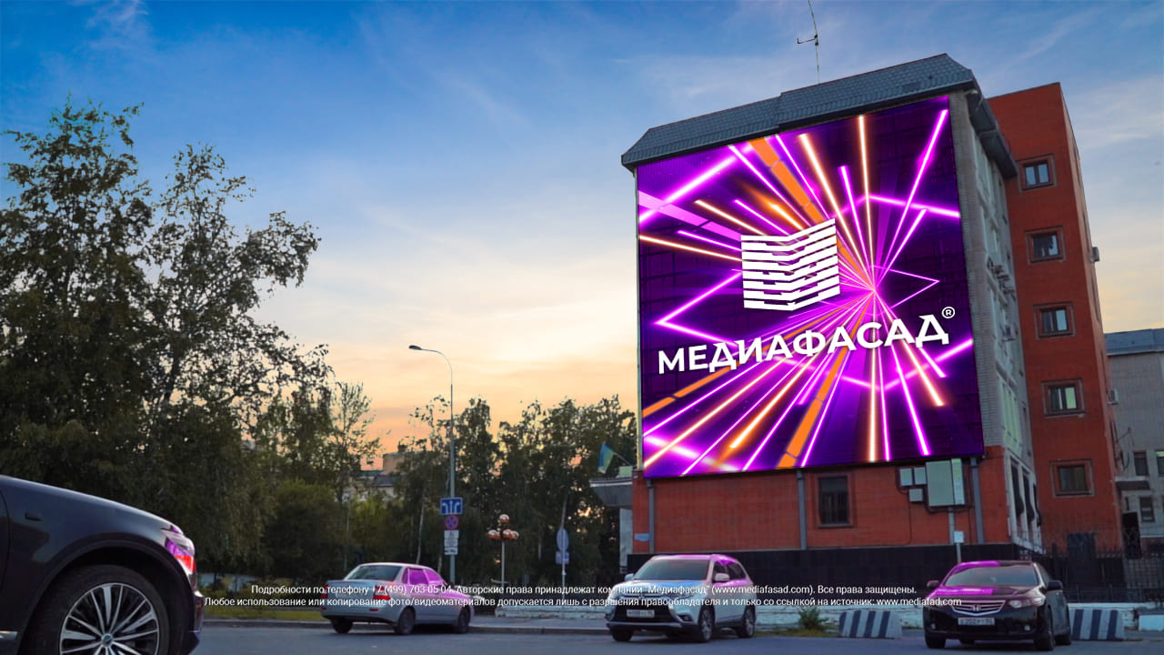 Реечный медиафасад, МО МВД России, Ханты-Мансийск, фото 1